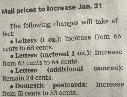 Binky thank yous will be postcards due to postage increase